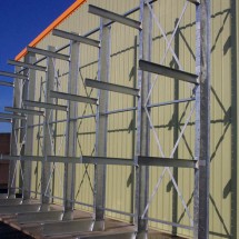 Single sided cantilever rack in galvanized finish