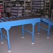 Roller conveyor waiting to be installed in warehouse